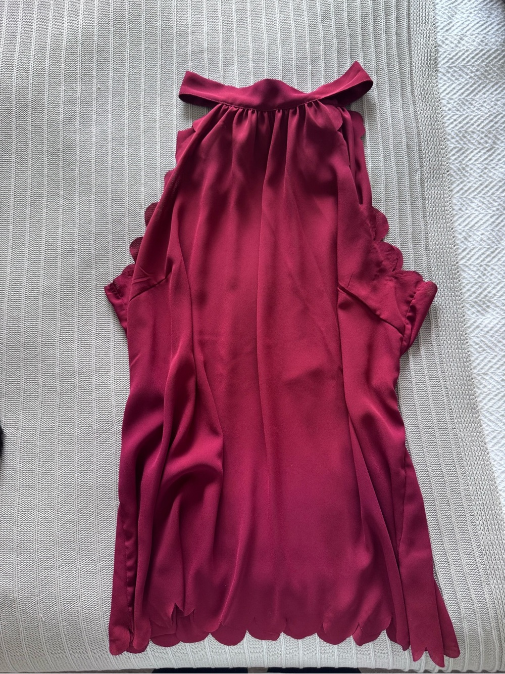 Scalloped Halter Tank - Deep Berry